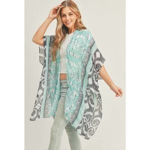 NEW Kimono Patterned -Side Slits- Lightweight -Very Soft